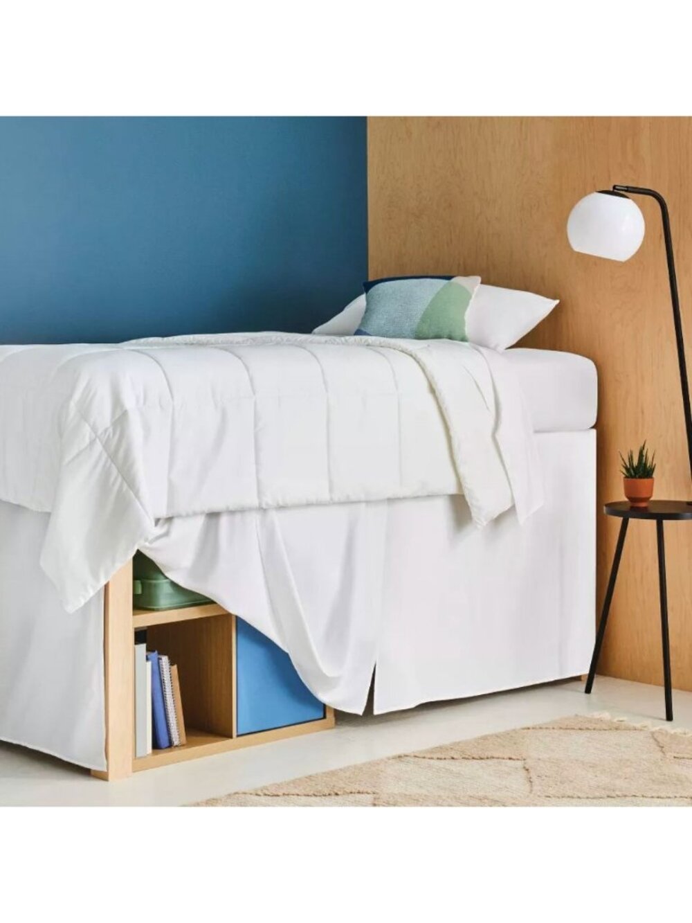 Extra Long White Dorm Room Bedskirt XL Twin 32" Drop Brushed Microfiber Machine